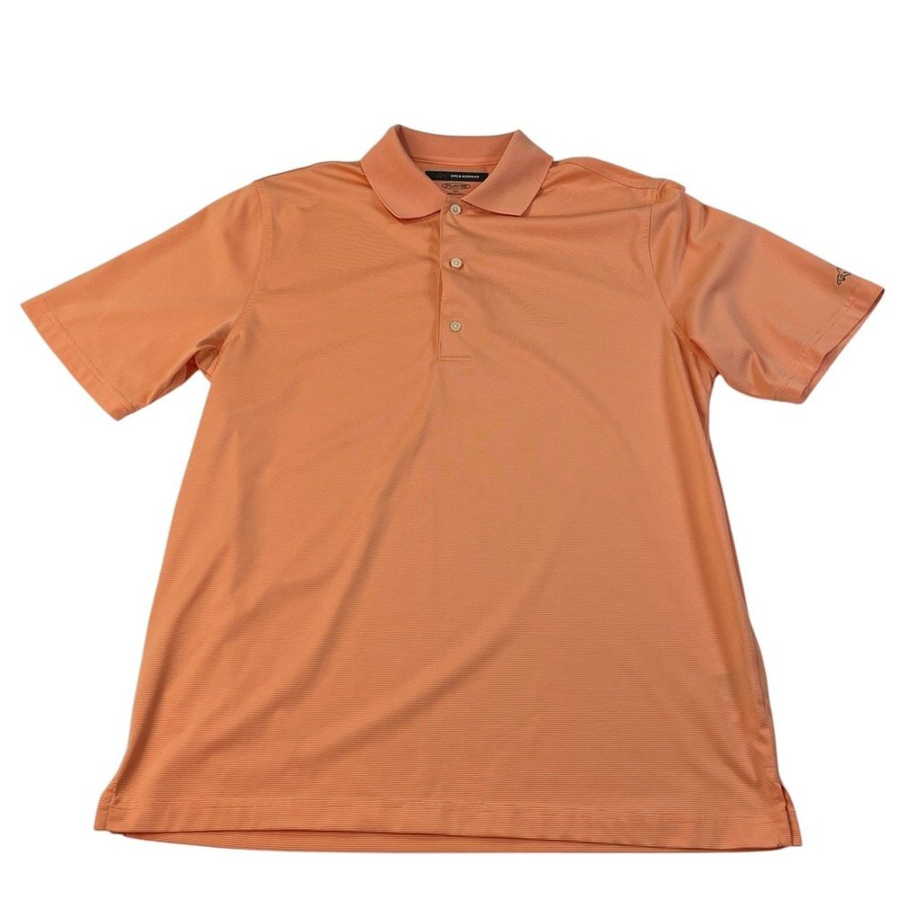 Greg Norman PlayDry Golf Polo Men's Medium Orange Moisture Wicking Performance